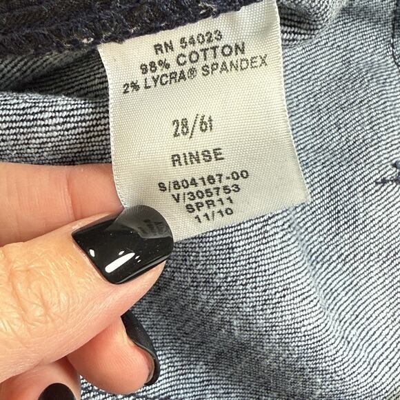 Gap 1969 Dark Wash Low Rise Slim Straight Leg Trouser Jeans Size 28 6T Y2K Style - Picture 7 of 9